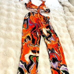 Vibrant Orange Swirl Women's Jumpsuit